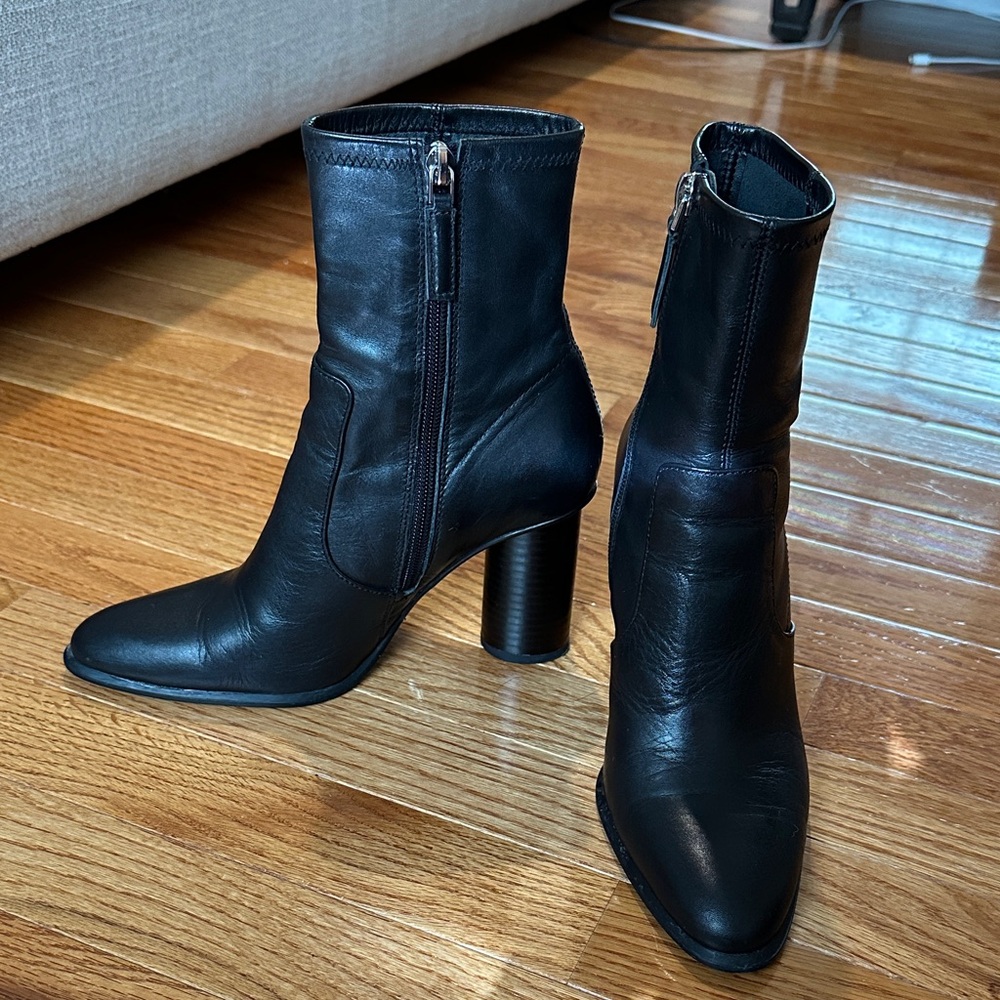 Zara Women’s Black Leather Ankle Boots size 36